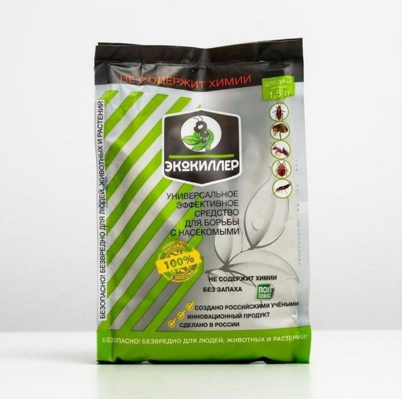 ЭКОКИЛЛЕР универсальное эффективное средство для борьбы с насекомыми (тараканов, муравьев, клопов, блох и др. ползающих насекомых), дой-пак 1,5 л